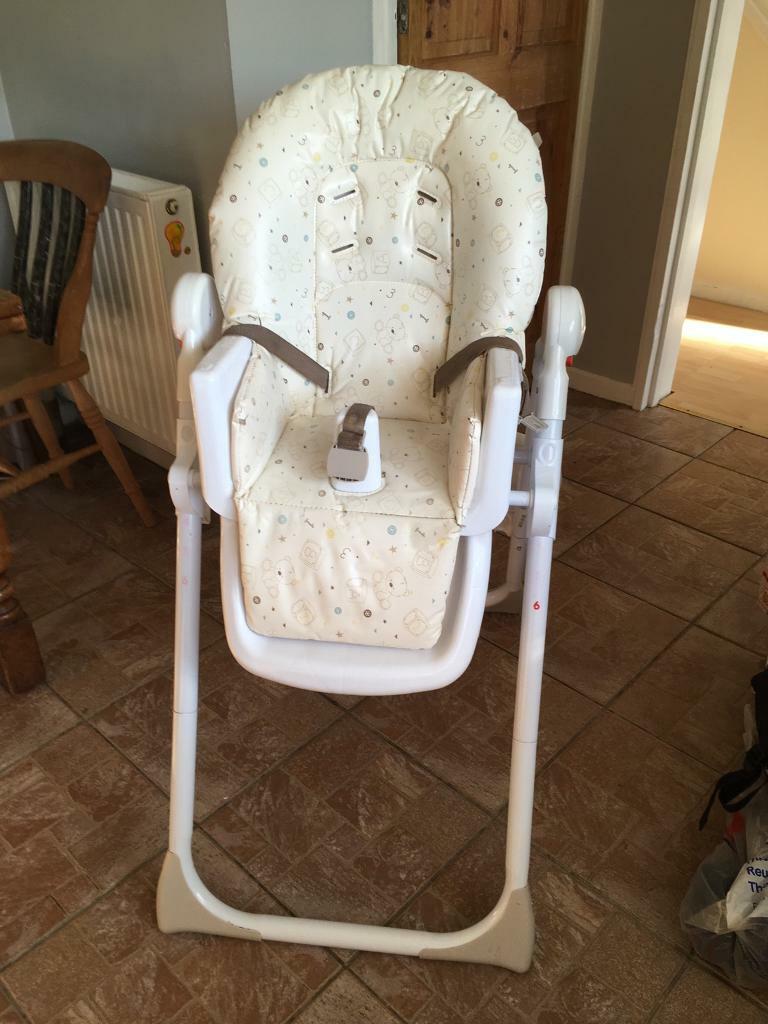 high chair with basket underneath